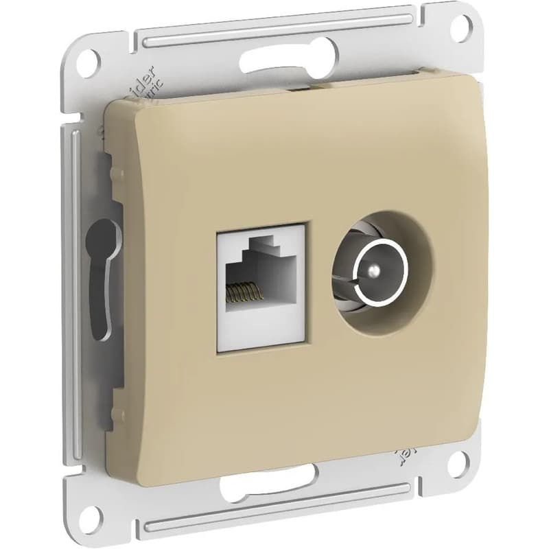 Розетка комбинированная TV и компьютерная (RJ45) Systeme Electric (Schneider) Glossa, цвет титан