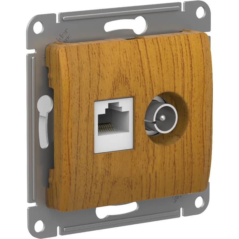 Розетка комбинированная TV и компьютерная (RJ45) Systeme Electric (Schneider) Glossa, цвет дуб