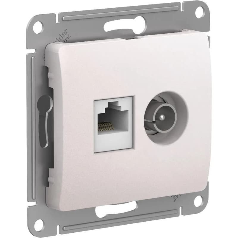 Розетка комбинированная TV и компьютерная (RJ45) Systeme Electric (Schneider) Glossa, цвет перламутр