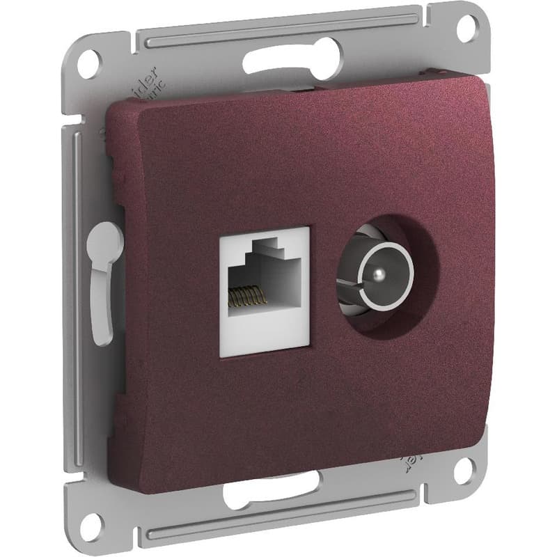 Розетка двойная Schneider Electric Glossa баклажановый цвет TV + компьютер — купить в Electrica Shop