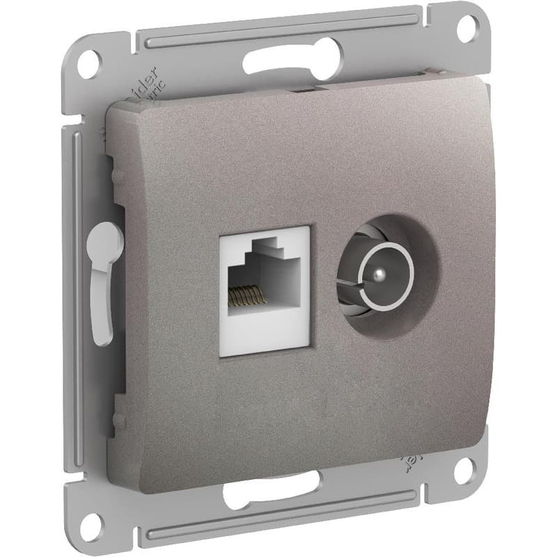 Розетка двойная Schneider Electric Glossa цвет платина TV + компьютер RJ-45 GSL001289