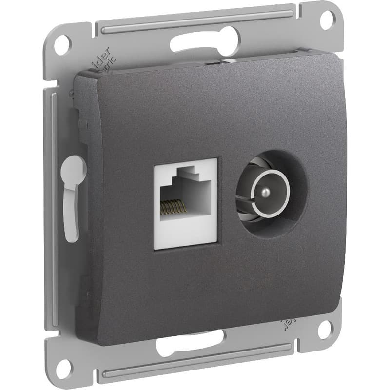 Розетка двойная Schneider Electric Glossa цвет графит TV + компьютер RJ-45 GSL001389