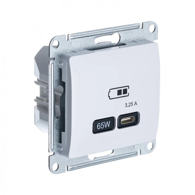 Розетка USB Type-C для зарядки Systeme Electric (Schneider) Glossa, цвет белый