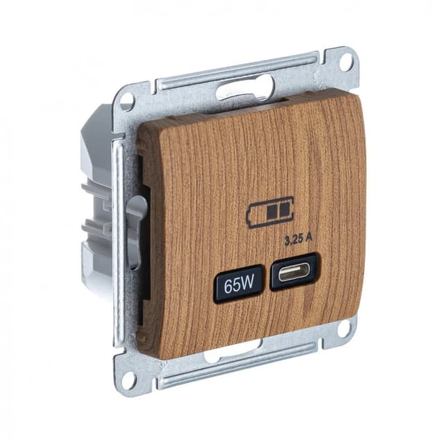 Розетка USB Type-C для зарядки Systeme Electric (Schneider) Glossa, цвет дуб