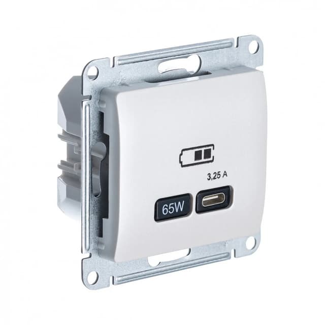 Розетка USB Type-C для зарядки Systeme Electric (Schneider) Glossa, цвет перламутр