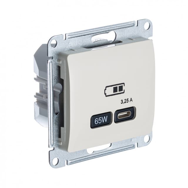 Розетка Schneider Electric Glossa молочный цвет с разъемом USB Type-C GSL000927