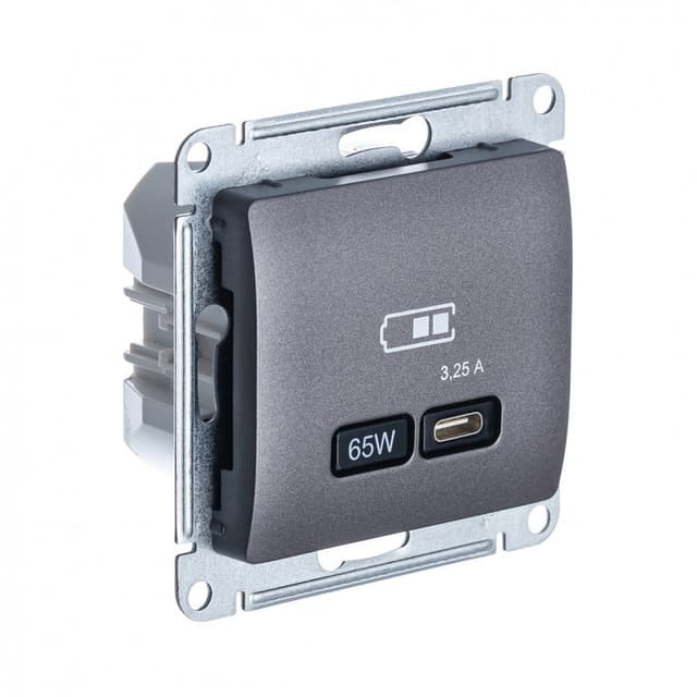 Розетка Schneider Electric Glossa цвет графит с разъемом USB Type-C GSL001327