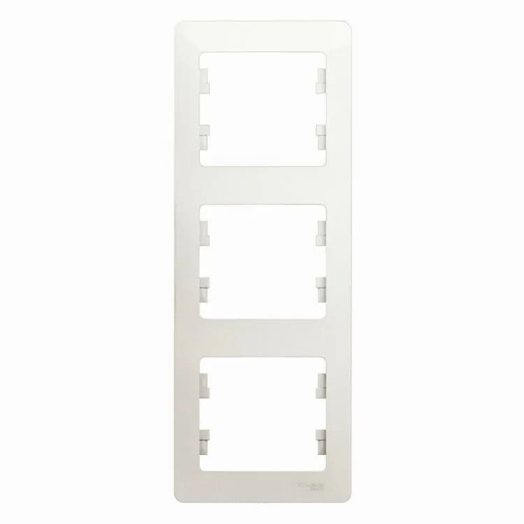 Рамка вертикальная трехместная (3-постовая) Systeme Electric (Schneider) Glossa, цвет перламутр