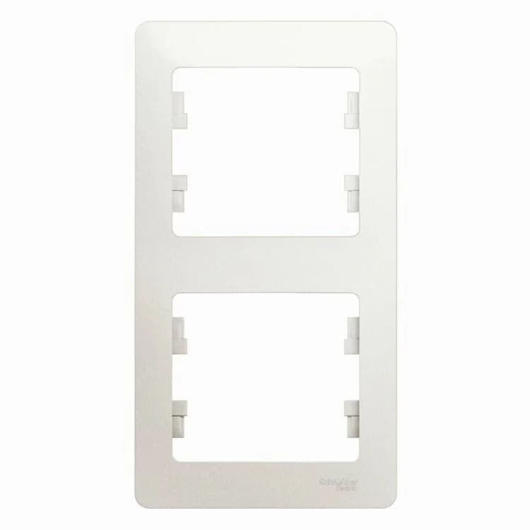 Рамка вертикальная двухместная (2-постовая) Systeme Electric (Schneider) Glossa, цвет перламутр