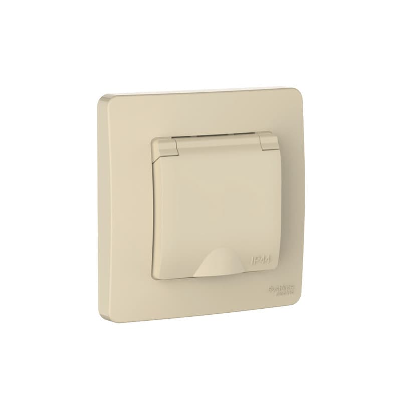 Розетка с крышкой и защитными шторками Schneider Electric Blanca бежевый BLNRS441117