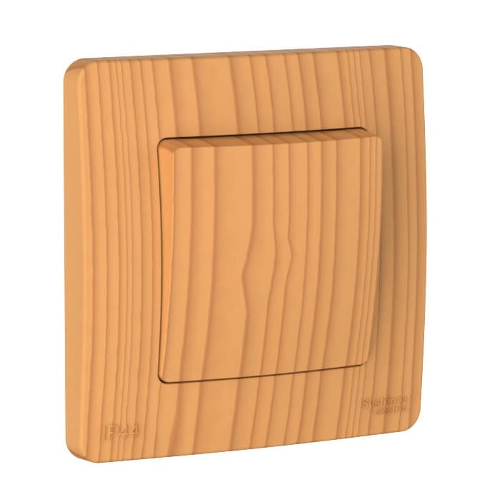 Выключатель одноклавишный проходной Systeme Electric Blanca BLNVS410605, цвет ясень, с рамкой, для управления светом из двух мест.