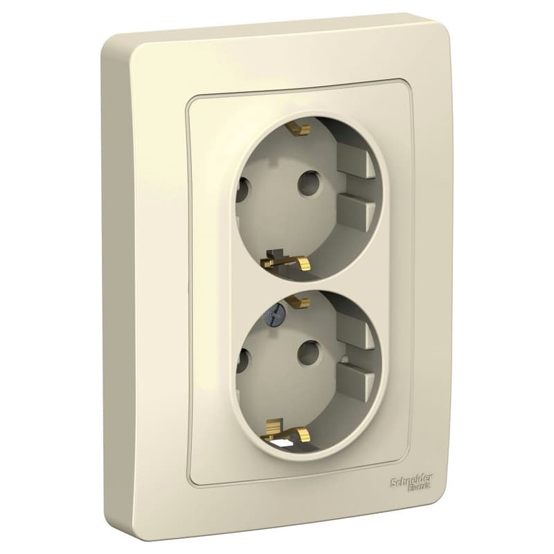 Розетка двойная с заземлением Systeme Electric Blanca BLNRS001022, цвет молочный, два евроразъема с заземлением, для скрытого монтажа.