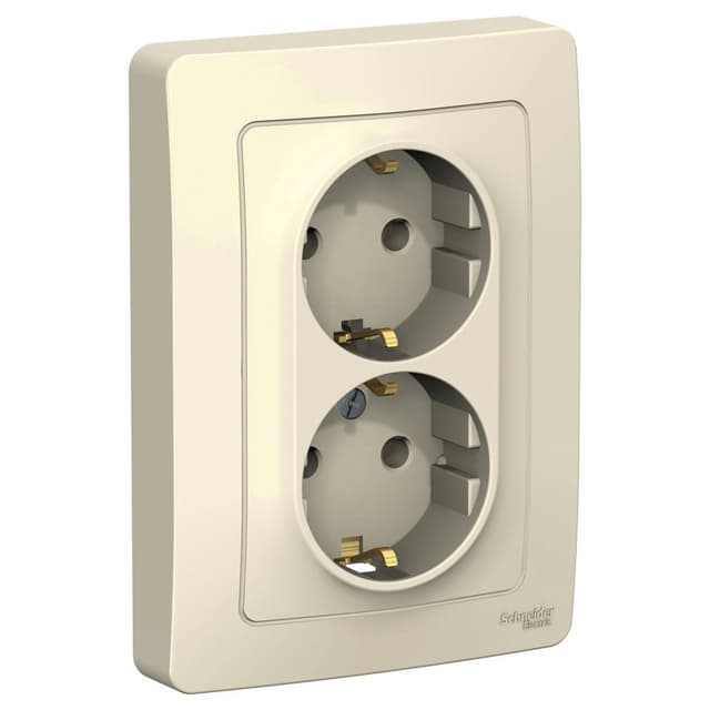 Розетка двойная с заземлением Systeme Electric Blanca BLNRS001022, цвет молочный, два евроразъема с заземлением, для скрытого монтажа.