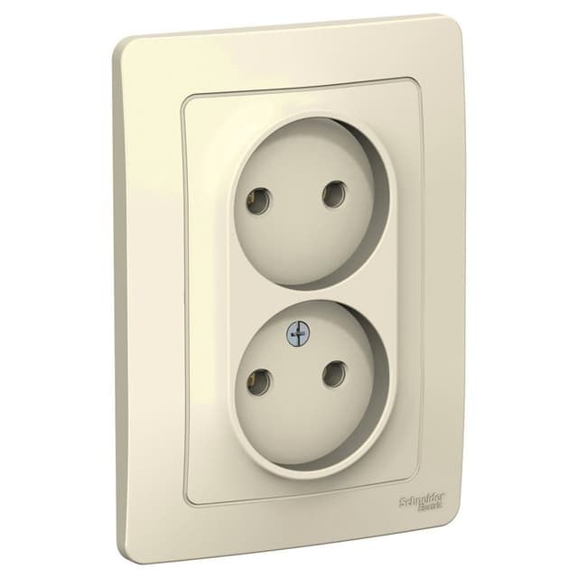 Розетка двойная без заземления Systeme Electric Blanca BLNRS000022, цвет молочный, для скрытого монтажа, два евроразъема.