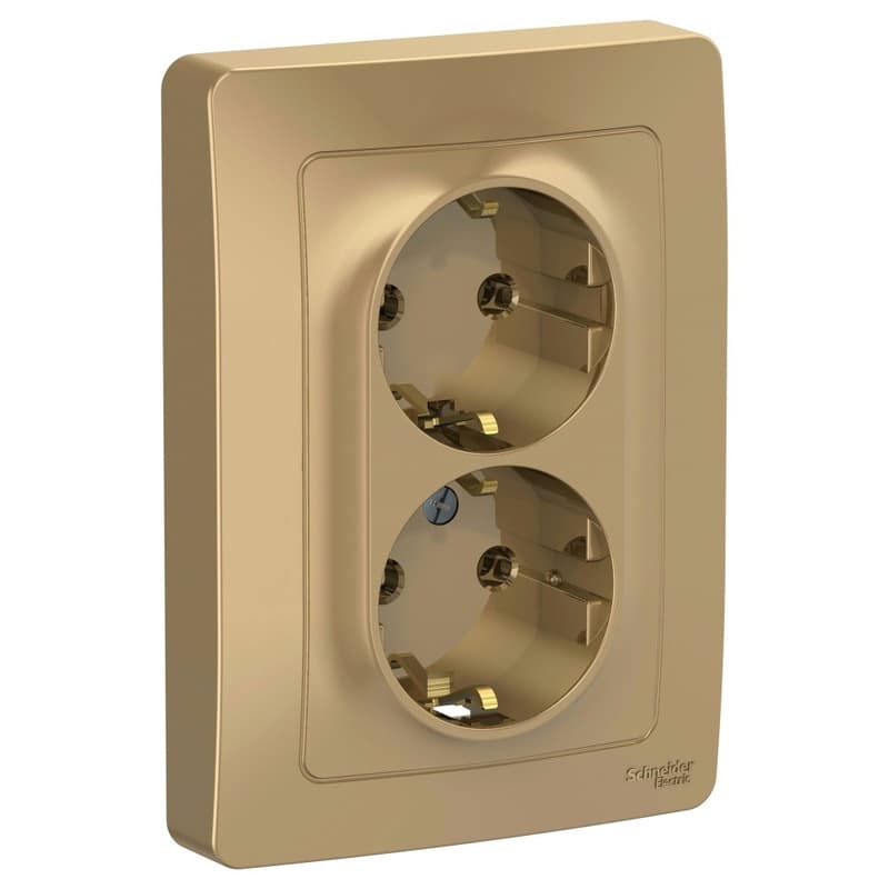 Розетка двойная с заземлением Systeme Electric Blanca BLNRS001024, цвет титан, для скрытого монтажа, с двумя евроразъемами и заземлением.