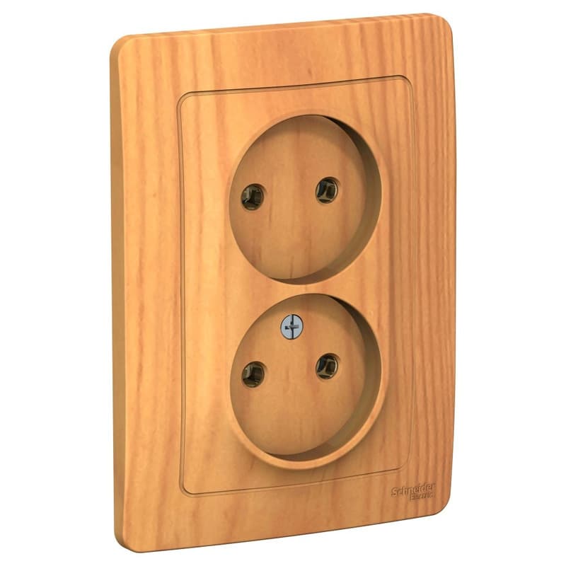 Розетка двойная без заземления Systeme Electric Blanca BLNRS000025, цвет ясень, для скрытого монтажа, два евроразъема.