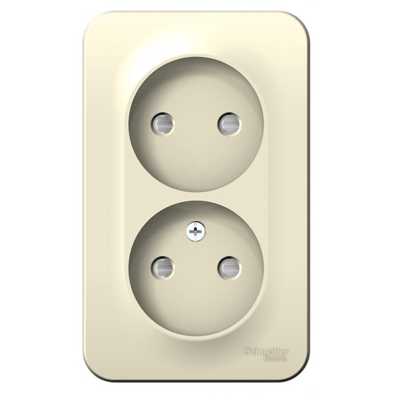 Розетка двойная без заземления с защитными шторками Systeme Electric Blanca BLNRA001212, цвет молочный.
