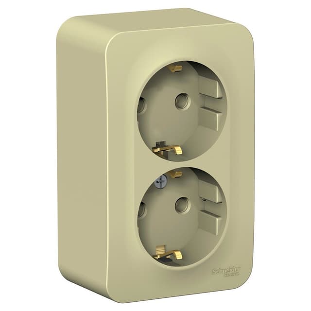 Розетка двойная с заземлением Systeme Electric Blanca BLNRA010217, цвет бежевый, два евроразъема с заземлением.