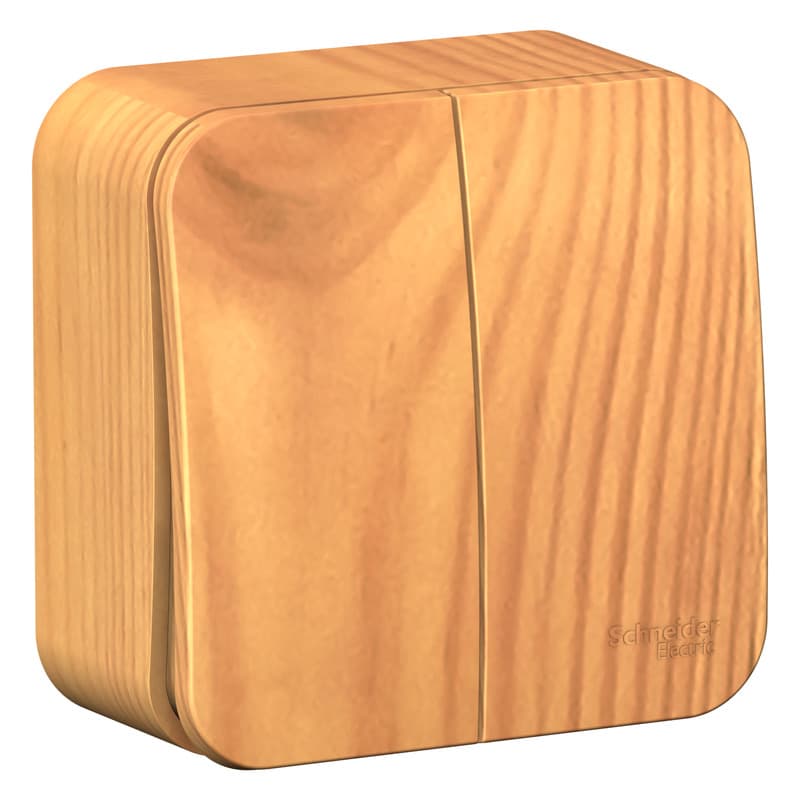 Выключатель двухклавишный Systeme Electric Blanca BLNVA105015, цвет ясень, накладной открытой установки, матовый, без подсветки, с изолирующей пластиной.