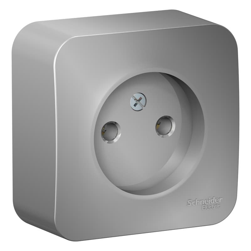 Розетка без заземления Systeme Electric Blanca BLNRA000113, цвет алюминий, для скрытого монтажа, металлизированный дизайн, серия Blanca.