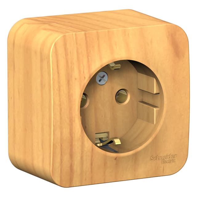 Розетка с заземлением Systeme Electric Blanca BLNRA010115, цвет ясень, накладная открытой установки, без защитных шторок, изолирующая пластина.
