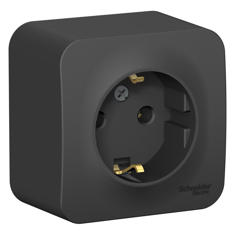 Розетка с заземлением Systeme Electric Blanca BLNRA010116, цвет антрацит, с заземляющим контактом.