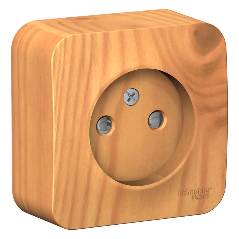 Розетка без заземления с защитными шторками Systeme Electric Blanca BLNRA001115, цвет ясень, накладная открытой установки, безопасность для детей.