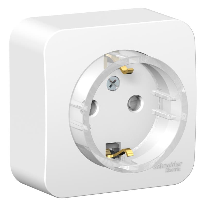 Розетка с заземлением и защитными шторками Systeme Electric Blanca BLNRA111111, цвет белый, защита от детей, для скрытого монтажа.