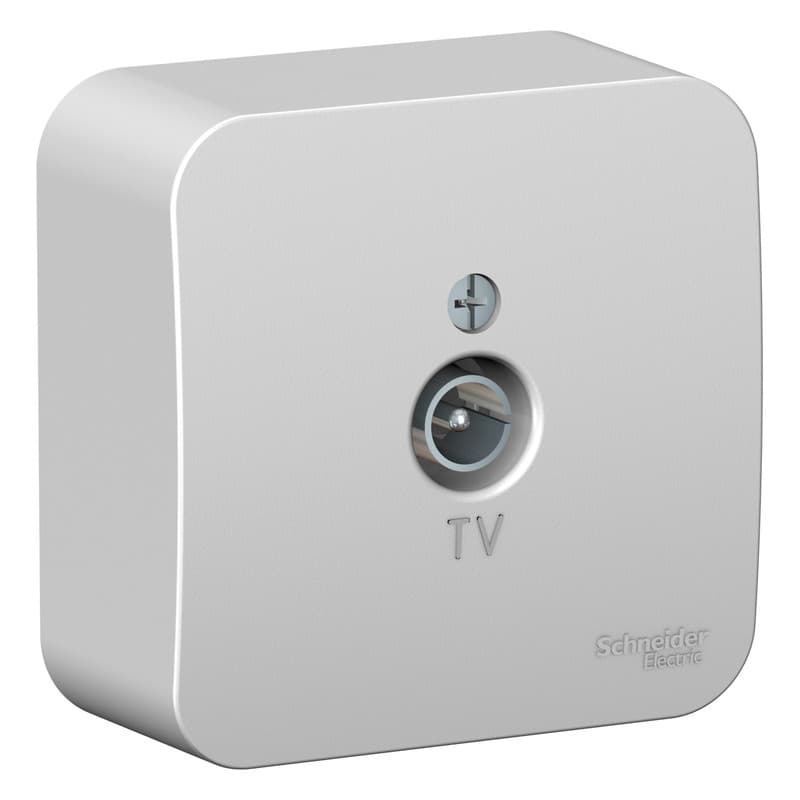 Телевизионная розетка оконечная Systeme Electric Blanca BLNTA000013, цвет алюминий, для антенны, для скрытого монтажа, металлический дизайн.