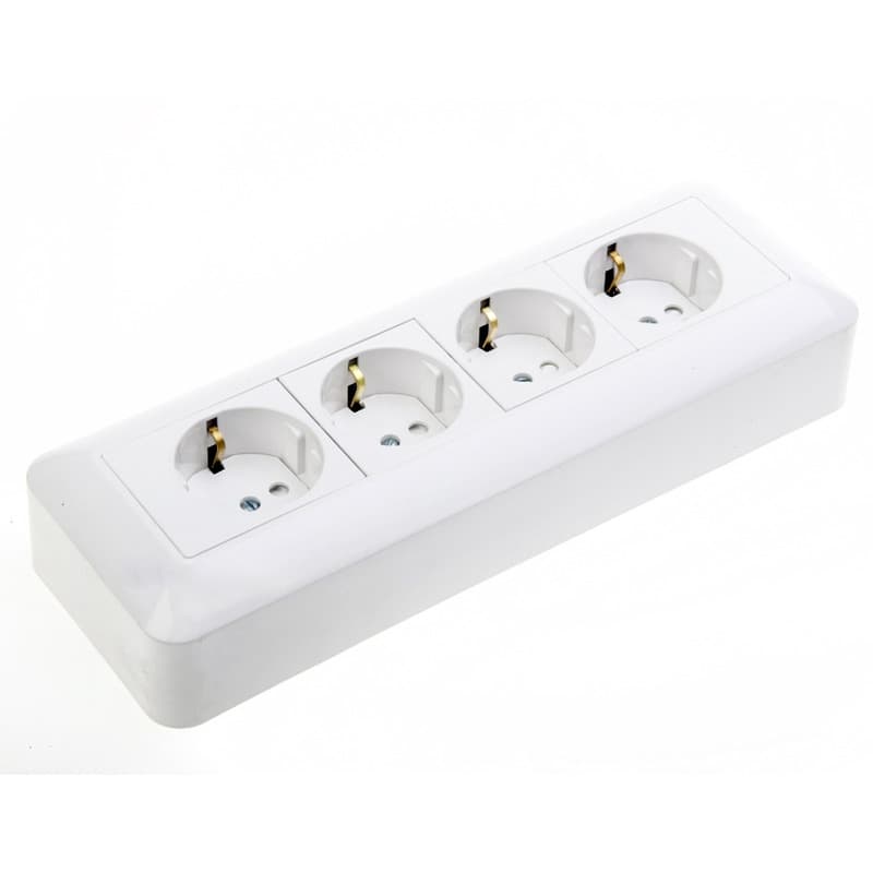 Розетка четверная с заземлением и защитными шторками Systeme (Schneider) Electric Blanca RA16-411M-BI (белый)