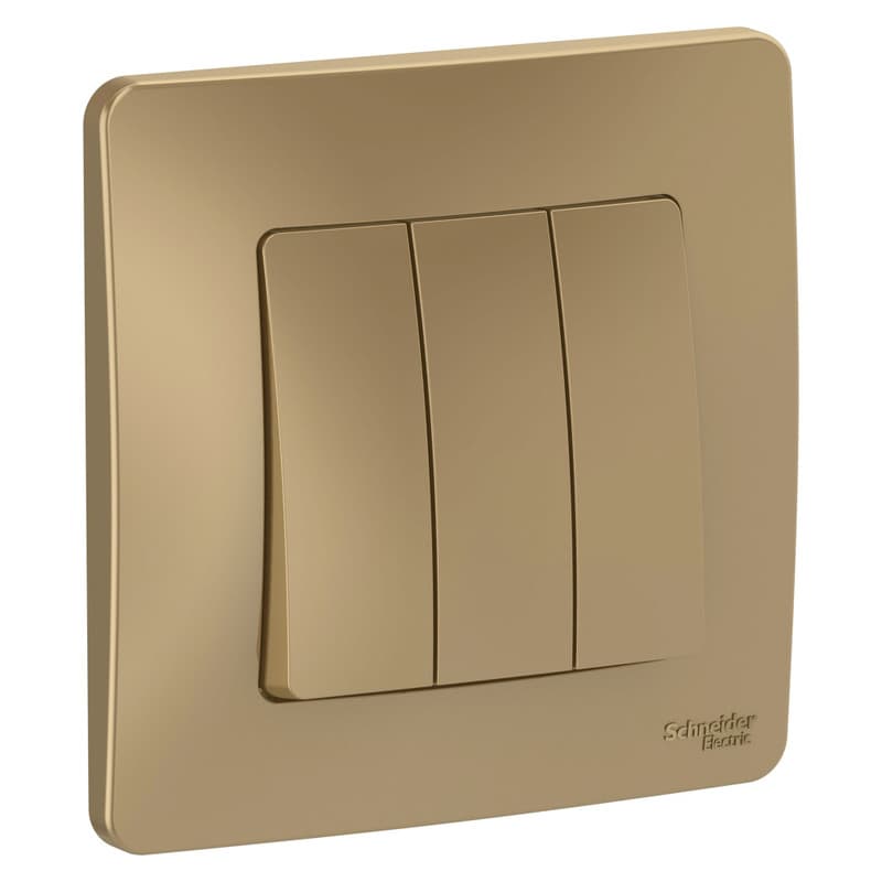 Выключатель трехклавишный Systeme Electric Blanca BLNVS100504, цвет титан, для управления тремя линиями освещения, скрытый монтаж.