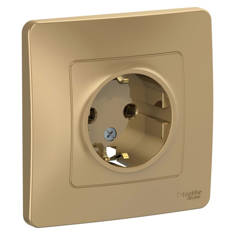 Розетка с заземлением Systeme Electric Blanca BLNRS001014, цвет титан, для скрытого монтажа, с заземляющим контактом.