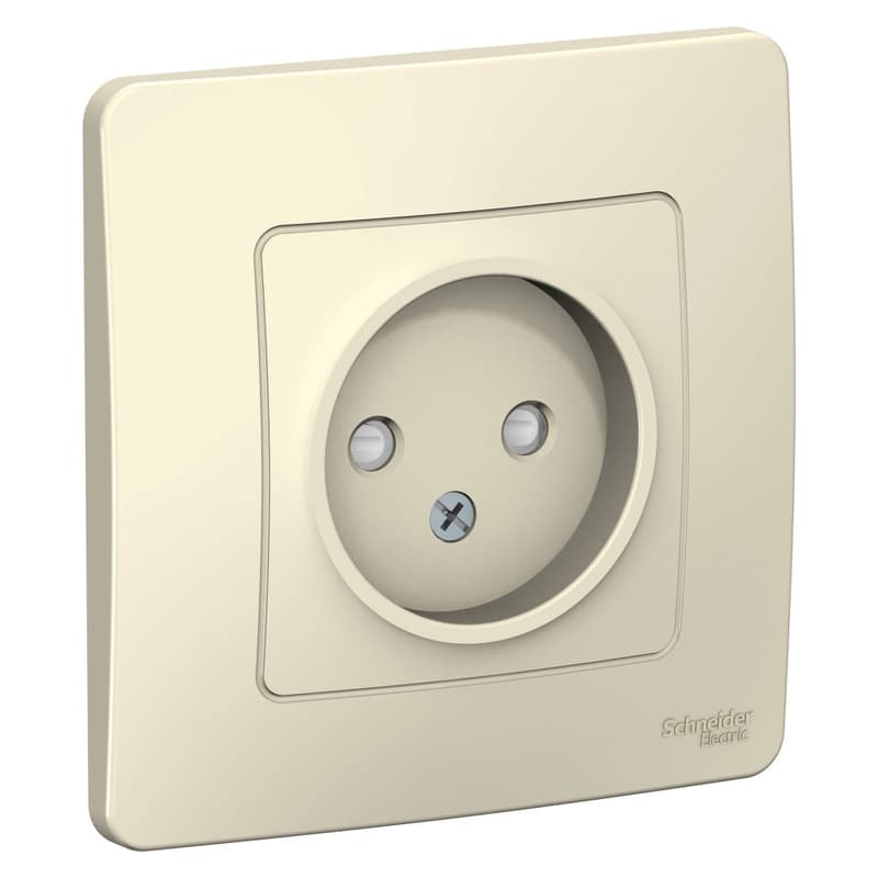 Розетка без заземления с защитными шторками Systeme Electric Blanca BLNRS000112, цвет молочный, детская безопасность, для скрытого монтажа.