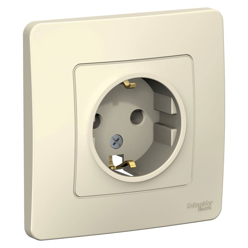 Розетка с заземлением Systeme Electric Blanca BLNRS001012, цвет молочный, с заземляющим контактом, для скрытого монтажа.
