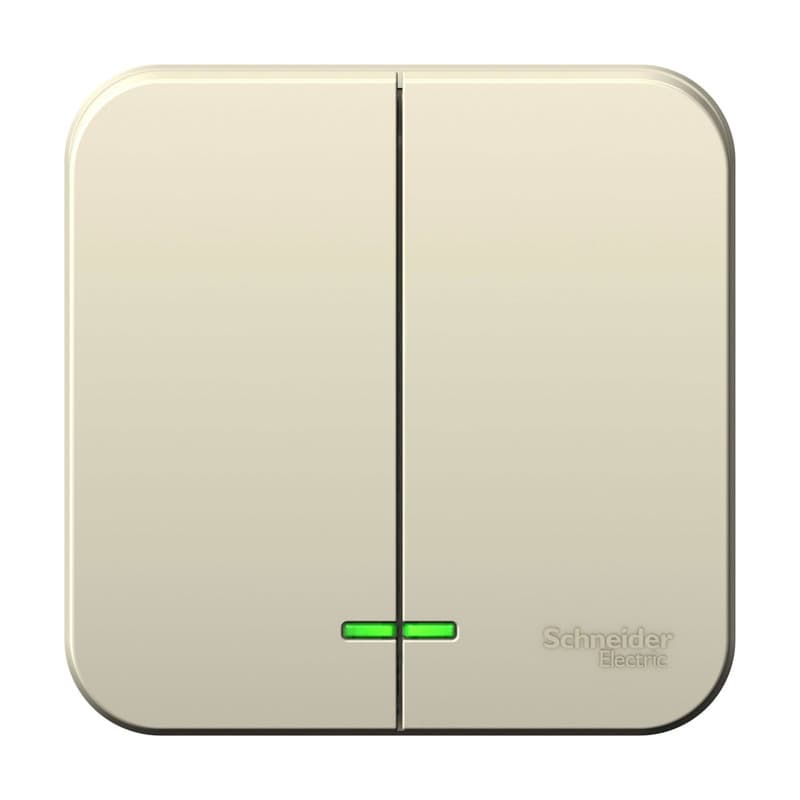 Выключатель двухклавишный с подсветкой Systeme Electric Blanca BLNVA065112, цвет молочный.