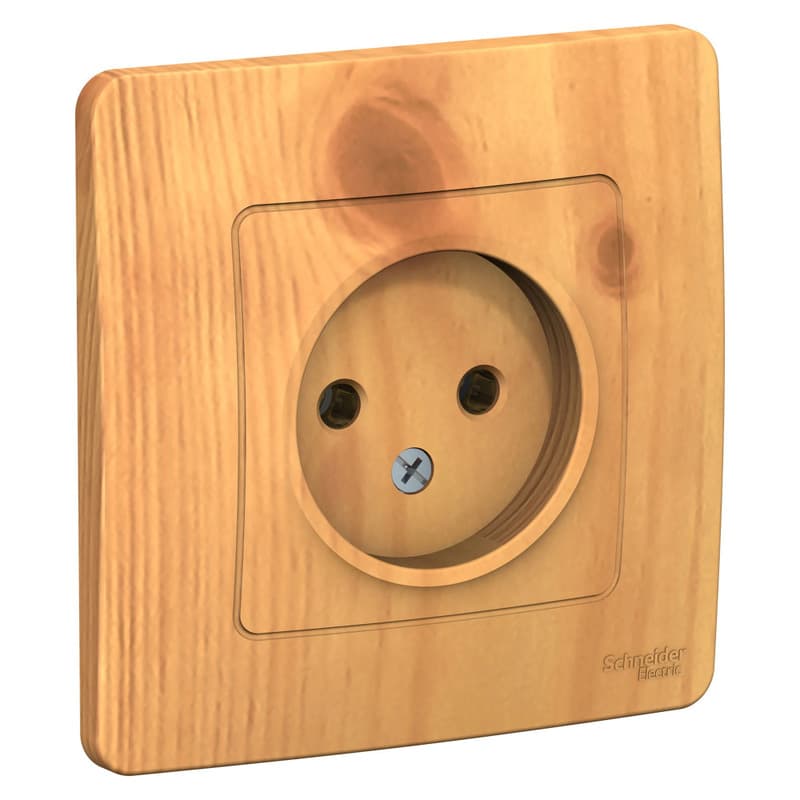 Розетка без заземления Systeme Electric Blanca BLNRS000015, цвет ясень, для скрытого монтажа, дизайн под дерево, серия Blanca.