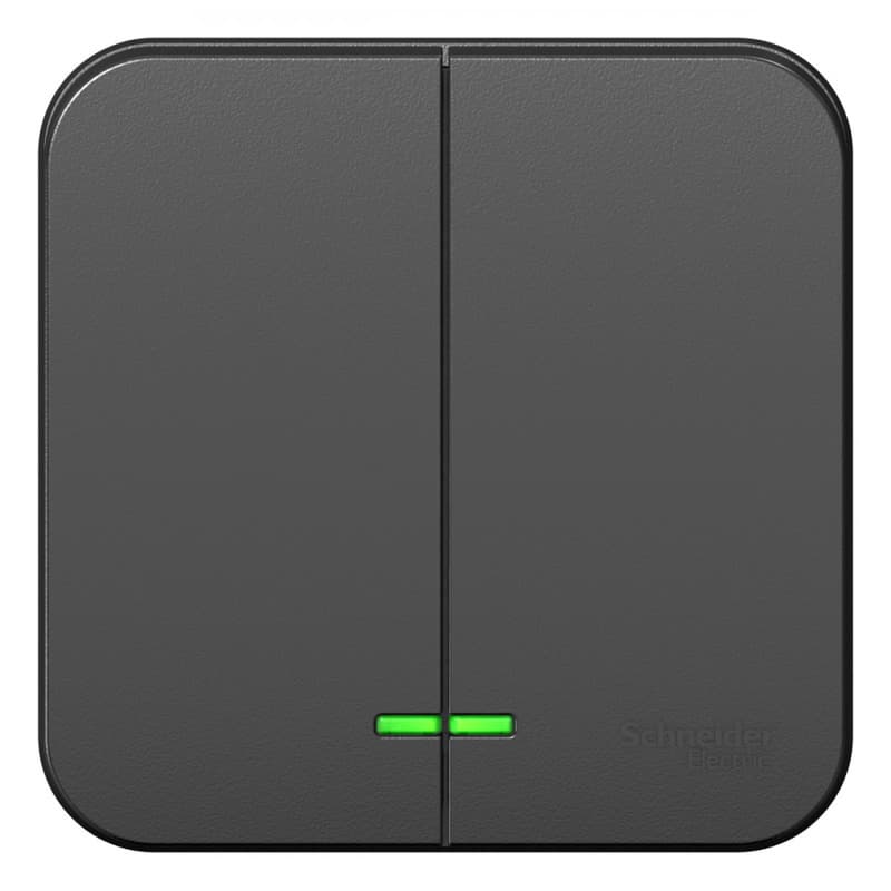 Выключатель 2-клавишный с подсветкой Systeme (Schneider) Electric Blanca BLNVA105116 (антрацит)