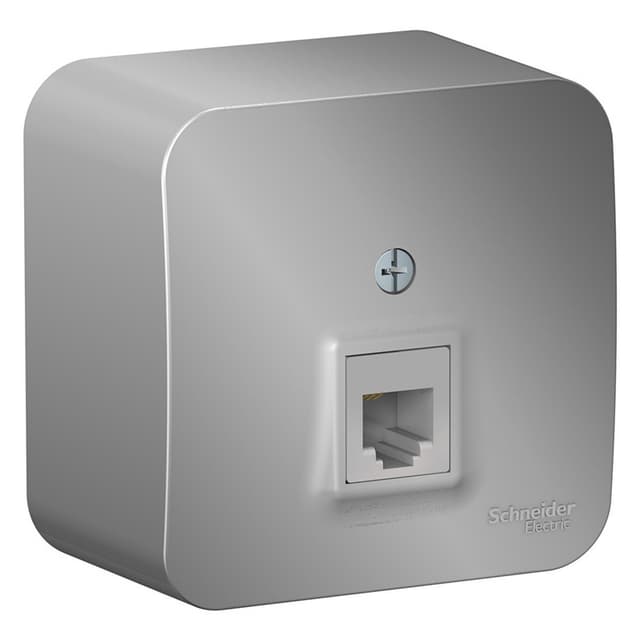 Розетка телефонная Systeme Electric Blanca BLNIA011003, цвет алюминий, для скрытого монтажа, разъем RJ11.