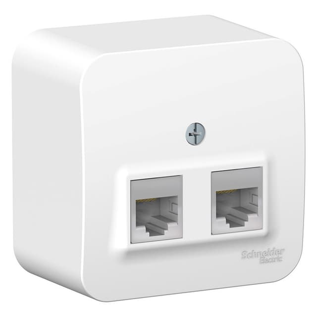 Розетка двойная компьютерная (интернет) Systeme Electric Blanca BLNIA045451, цвет белый, два порта RJ45 Cat.5e, для скрытого монтажа.