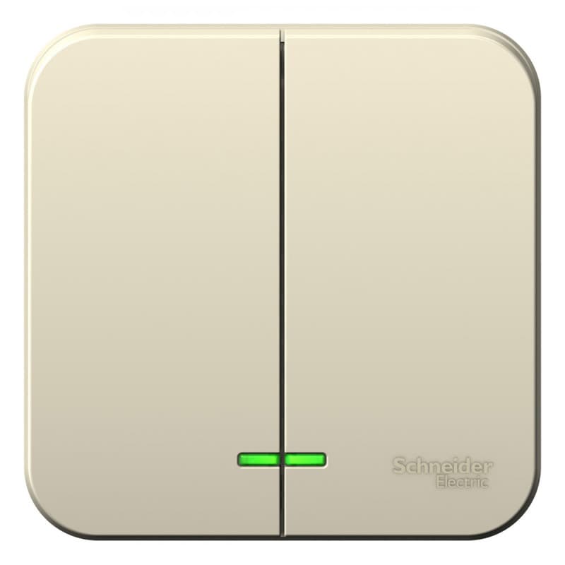 Выключатель двухклавишный с подсветкой Systeme Electric Blanca BLNVA105112, цвет молочный.