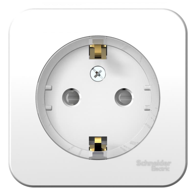 Розетка с заземлением и защитными шторками Systeme Electric Blanca BLNRA111111, цвет белый, защита от детей, для скрытого монтажа.