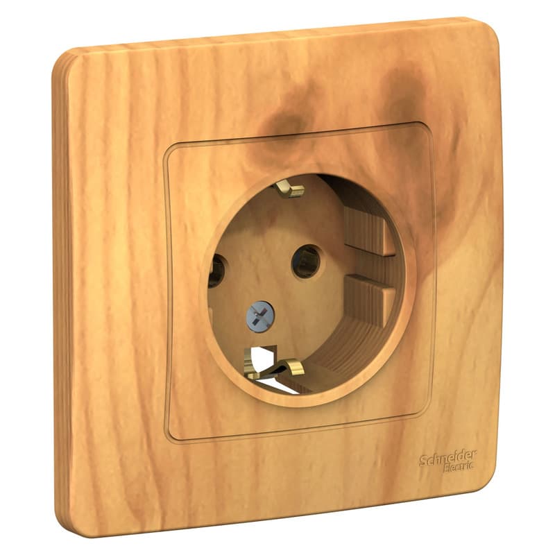 Розетка с заземлением Systeme Electric Blanca BLNRS001015, цвет ясень, с заземляющим контактом, для скрытого монтажа.