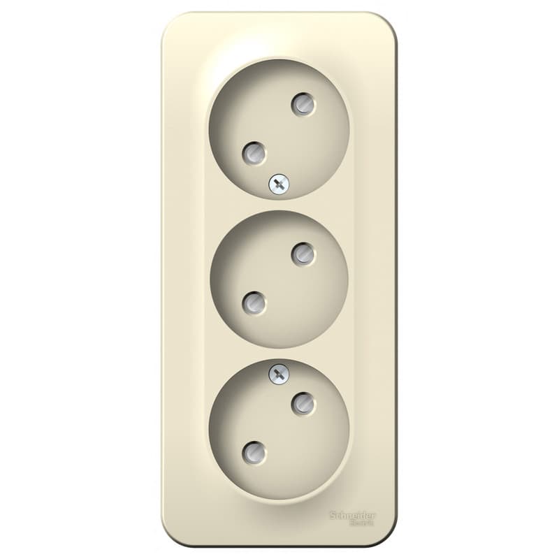 Розетка тройная без заземления с защитными шторками Systeme (Schneider) Electric BLNRA001312 (молочный)