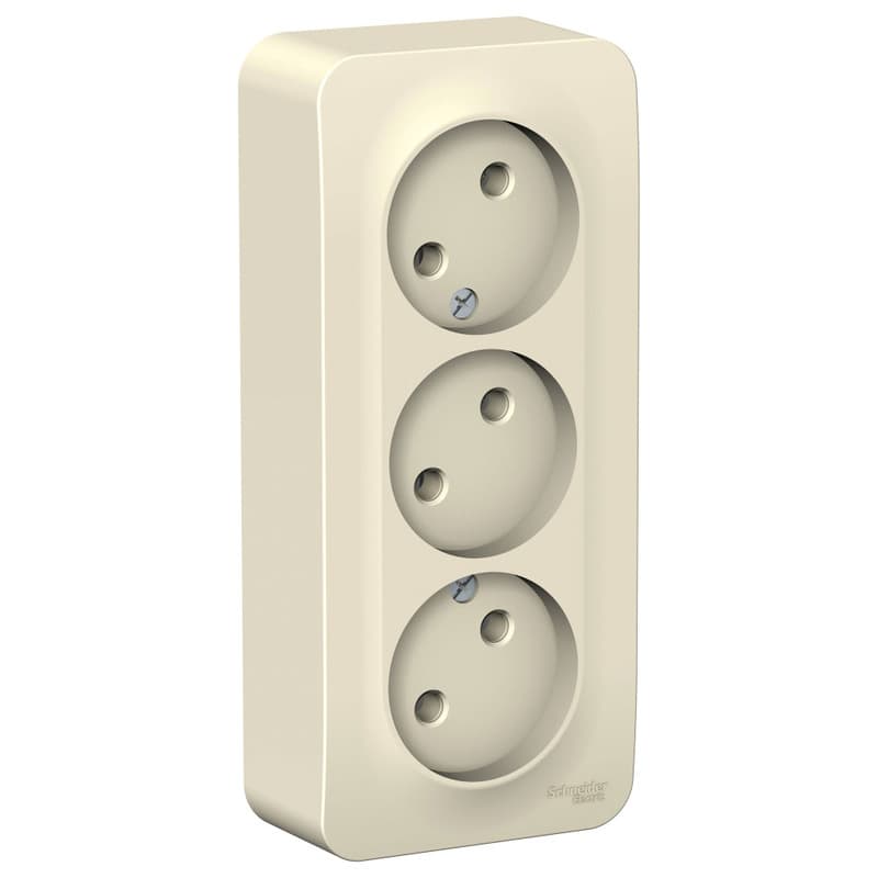 Розетка тройная без заземления Systeme Electric Blanca BLNRA000312, цвет молочный, три евроразъема.