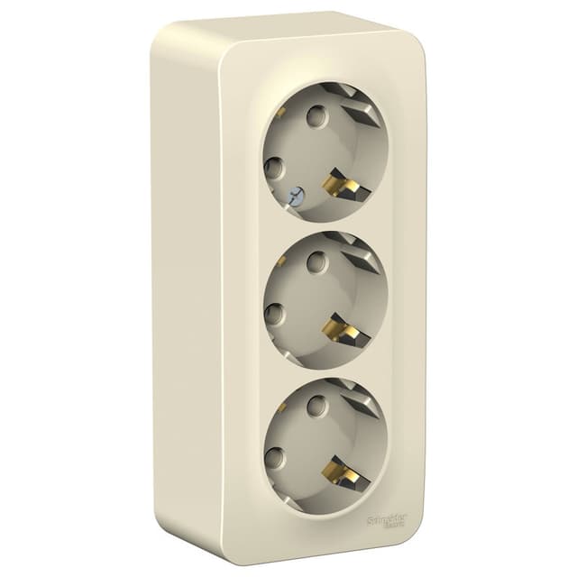 Розетка тройная с заземлением Systeme Electric Blanca BLNRA010312, цвет молочный, три евроразъема с заземлением.
