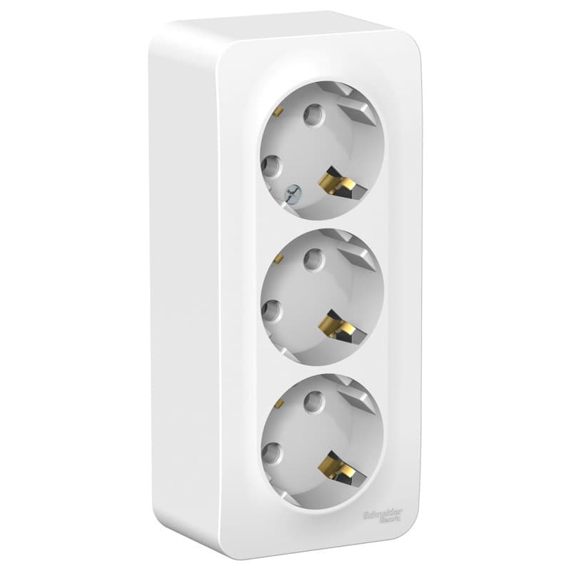 Розетка тройная с заземлением Systeme Electric Blanca BLNRA010311, цвет белый, три евроразъема с заземлением, для скрытого монтажа.
