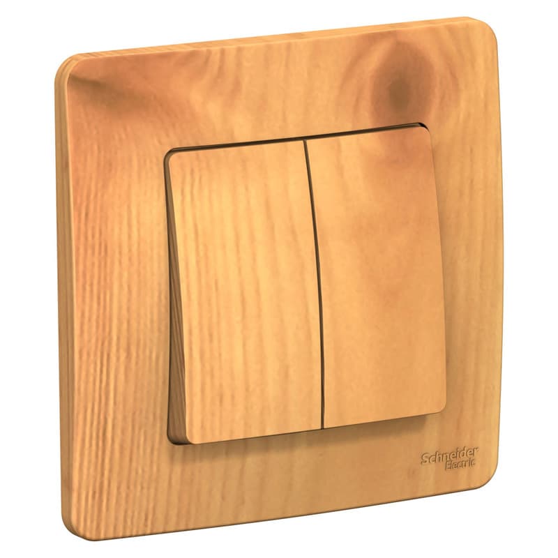 Выключатель двухклавишный Systeme Electric Blanca BLNVS010505, цвет ясень, для управления двумя линиями освещения, скрытый монтаж.