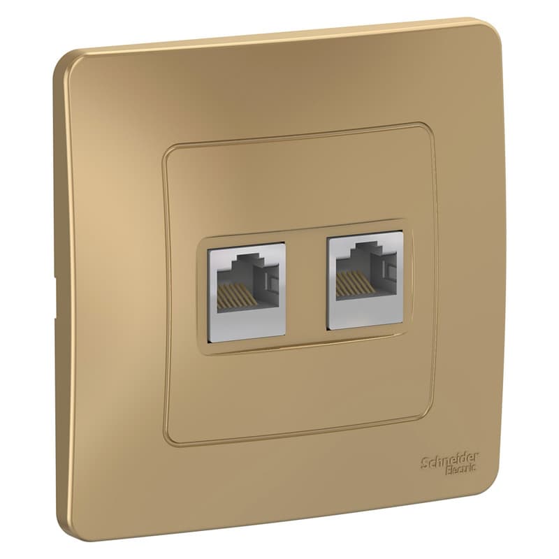 Розетка двойная компьютерная Schneider Electric Blanca титан 2 порта RJ-45 BLNIS045454