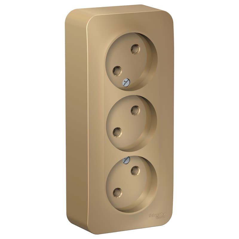 Розетка тройная без заземления Systeme Electric Blanca BLNRA000314, цвет титан, три евроразъема.