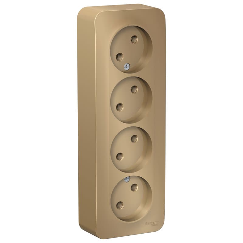 Розетка четверная без заземления Systeme Electric Blanca BLNRA000414, цвет титан, четыре евроразъема.